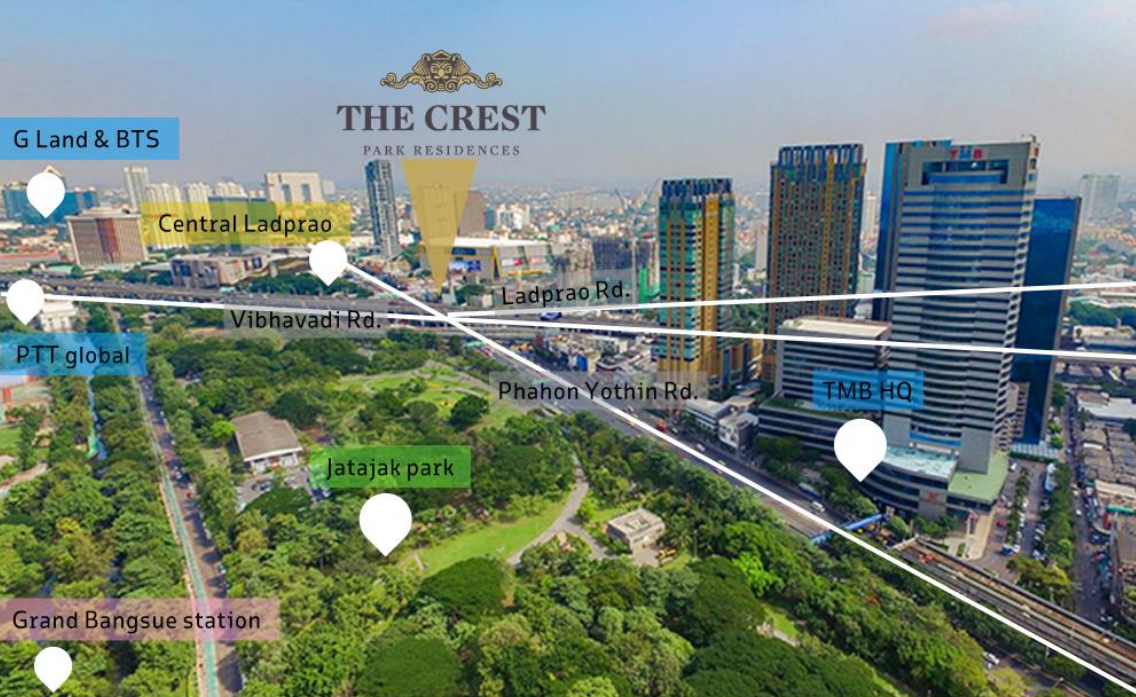 泰国曼谷新CBD拉抛区双轨交汇高奢公寓 | The Crest Park Residences