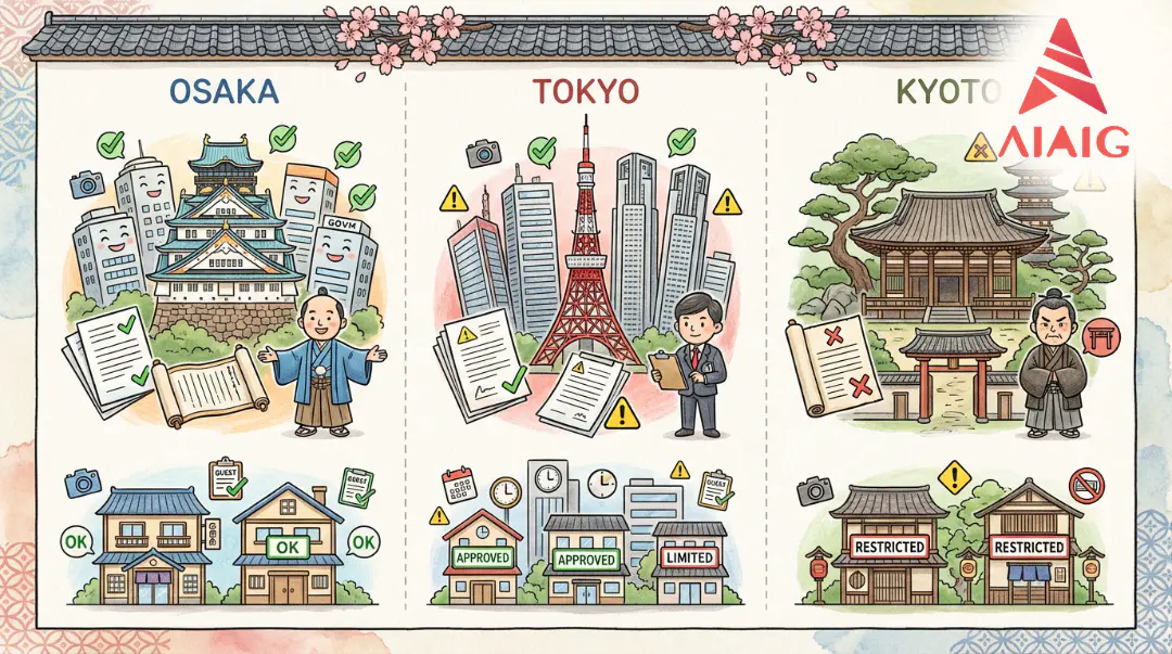 Osaka vs Tokyo vs Kyoto: Minpaku Regulation Comparison Table | Ordinance...
